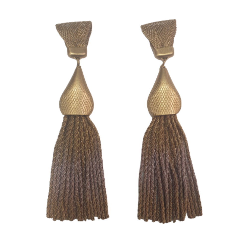 Sarah Cavender Metalworks Jewellery - Grand Tassel Earrings With Onion Dome Cap