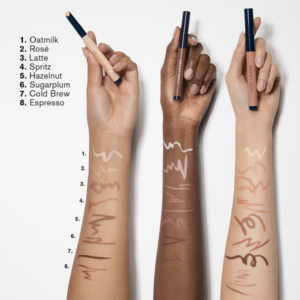 Estée Lauder eyeshadow sticks swatches on different skintones