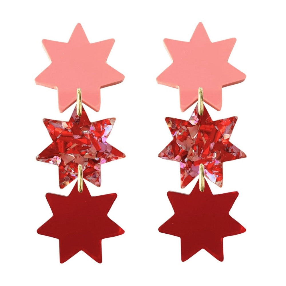 Natalie Lea Owen - Triple Star Earrings red