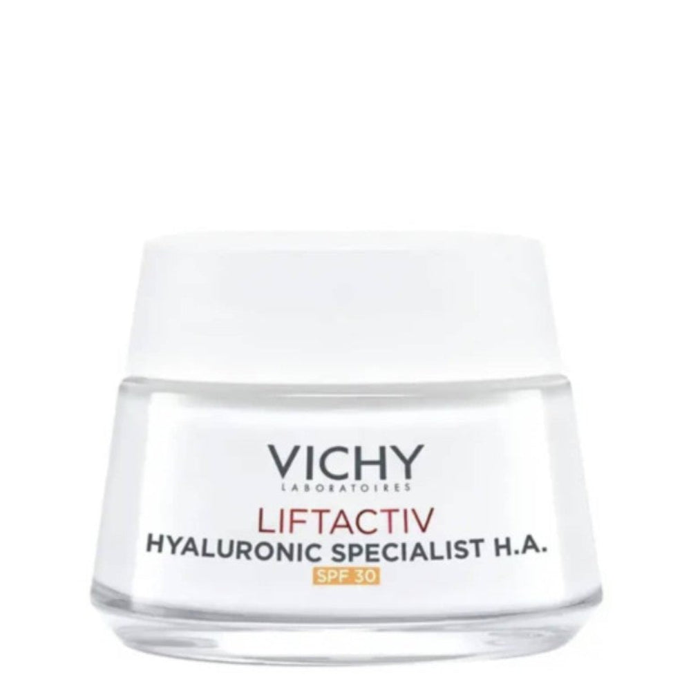 Vichy LiftActiv Hyaluronic Specialist H.A. cream jar on a white background