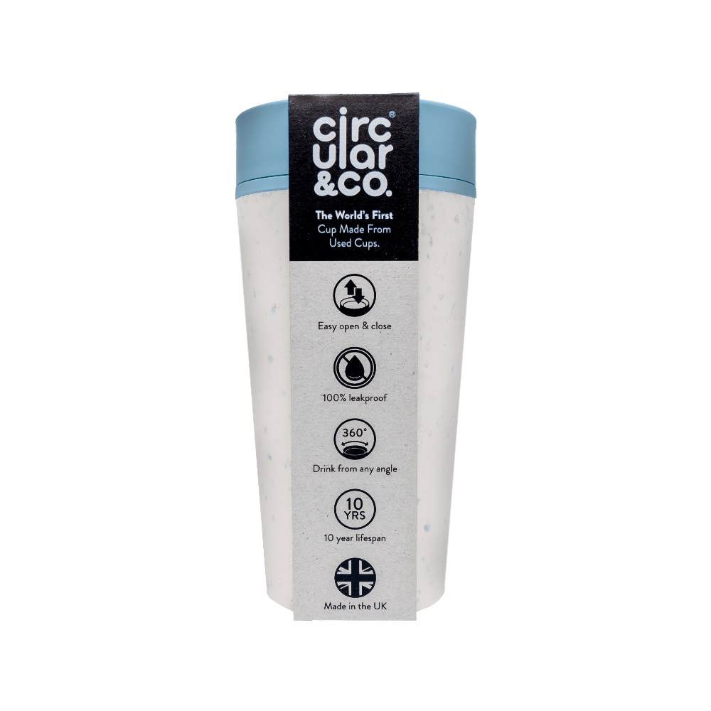 Circular & Co. - Reusable 12oz Cups Made From Cups blue and cream