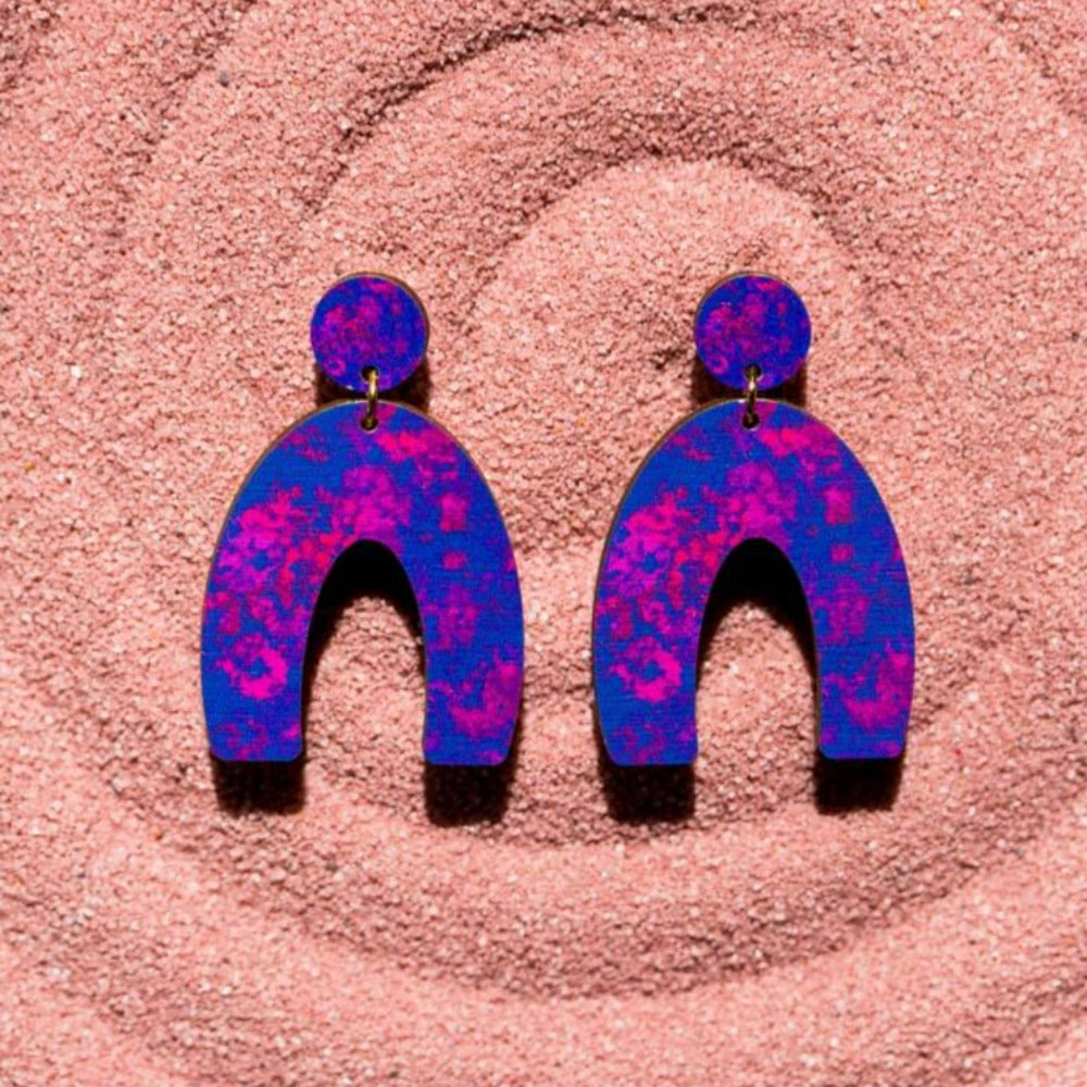 Ishbel Watson - Dappled Arch Earrings indigo purple and pink