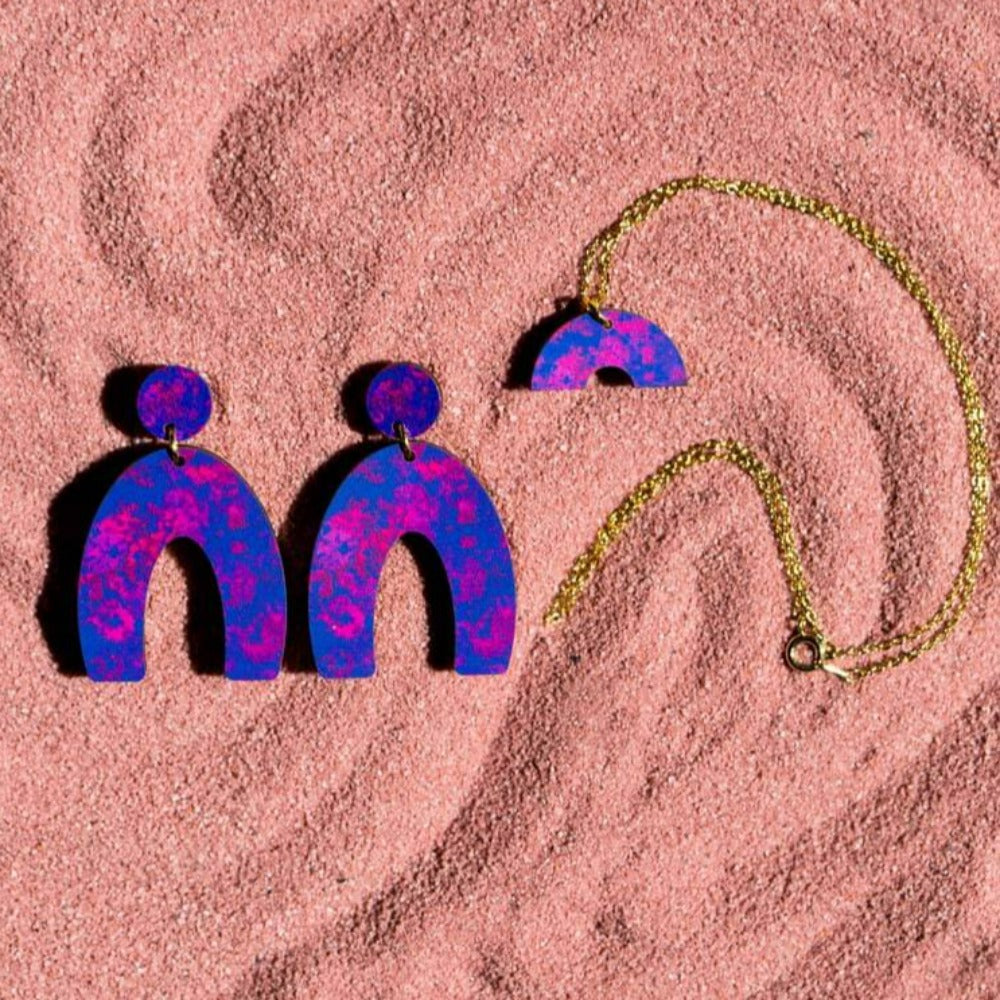 Ishbel Watson - Dappled Arch Necklace indigo earrings with necklace