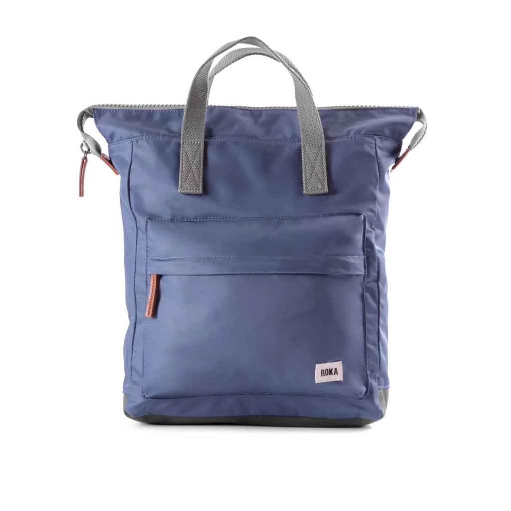 Roka London travel bag sustainable nylon small airforce blue colour