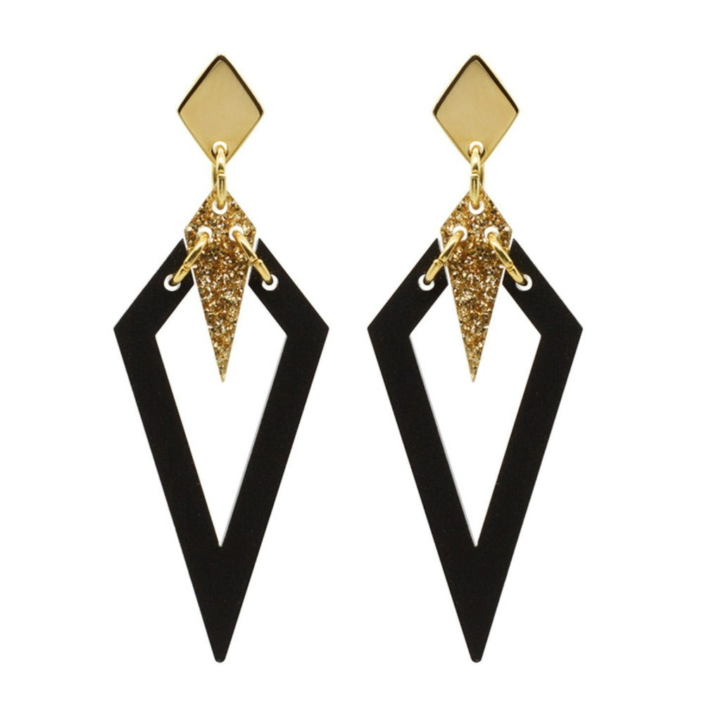 Toolally Arrowheads Earrings black & glitter
