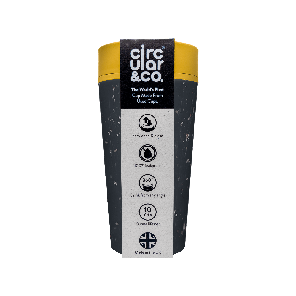 Circular & Co. - Reusable 12oz Cups Made From Cups black & mustard