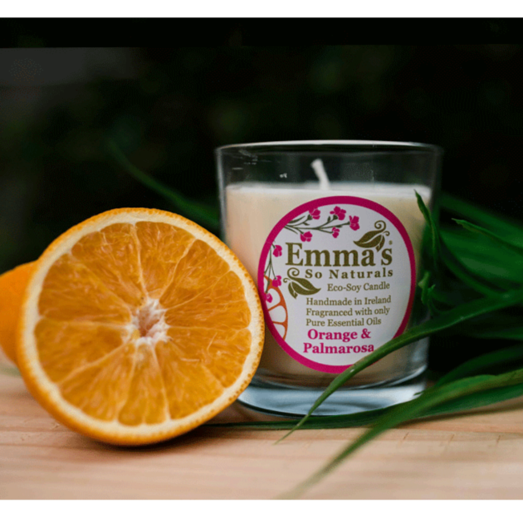 Emma's So Naturals shop irish Emma's So Naturals ORANGE & PALMAROSA FRAGRANCED BOXED GLASS TUMBLER CANDLE 50HR BURN TIME
