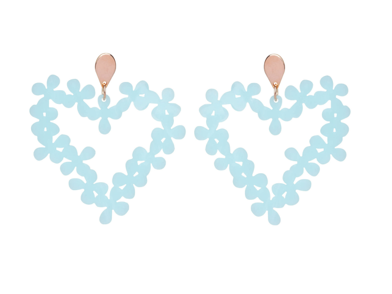 Toolally Hearts in flower earrings island blue