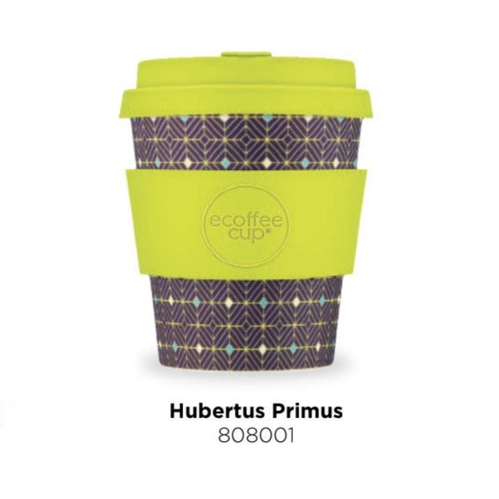 ecoffee cup reusable cup green black pattern with blue 80z 240ml cup