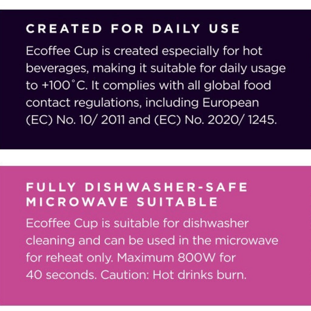 ECoffee Cups 14oz 400ml PLA Plastic free reusable cups information