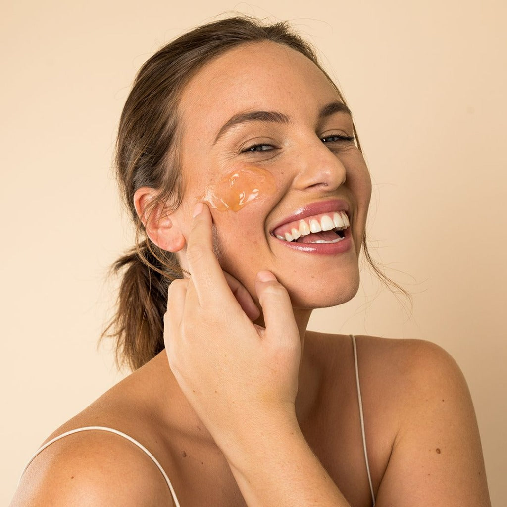 Trilogy Hydrating Jelly Mask 60ml jar on model