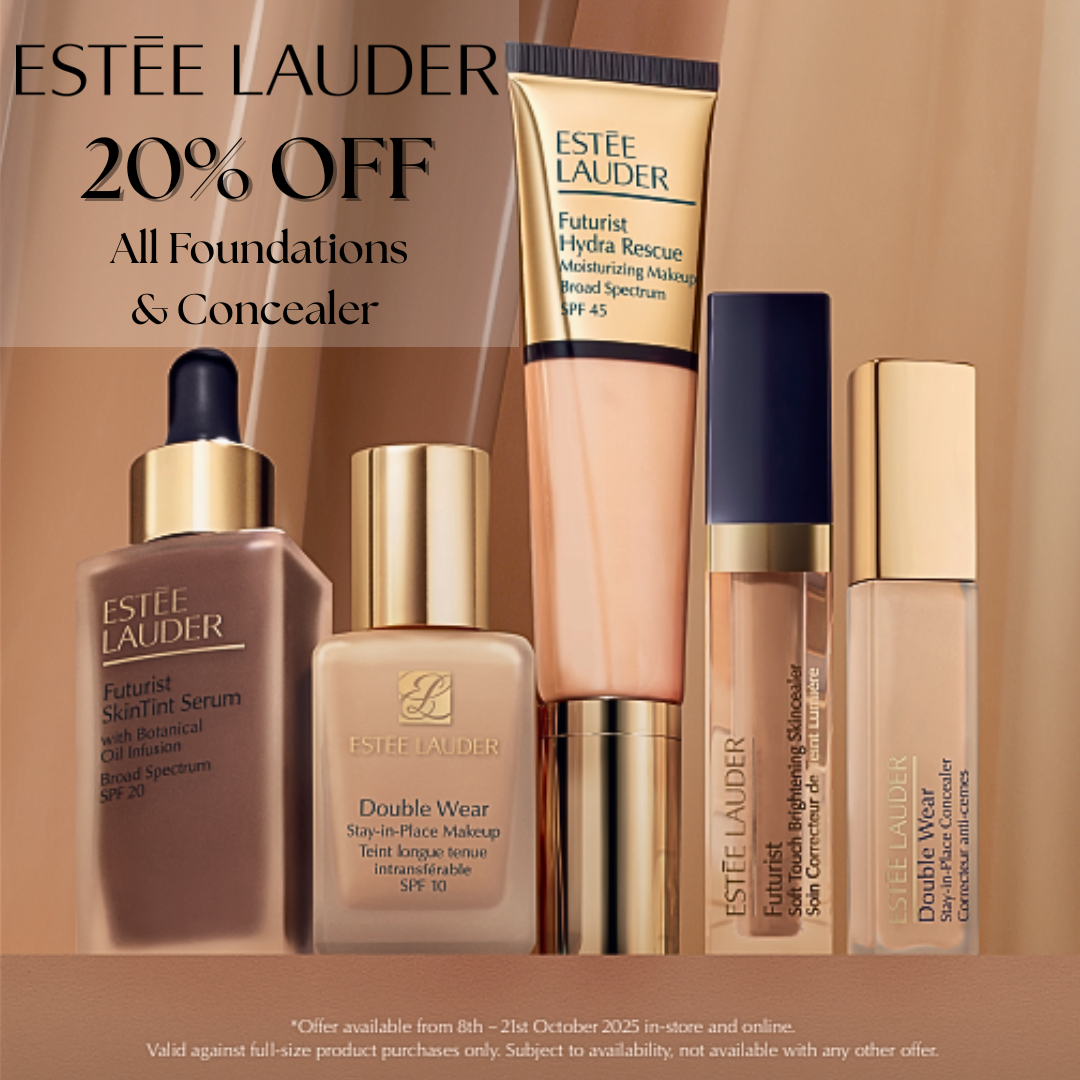 20% off foundations and concealers for estee lauder