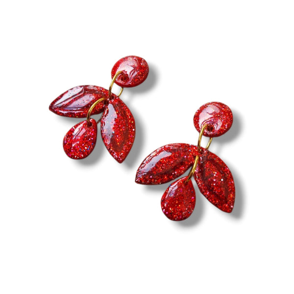 Dúil Jewellery - Glitter Grove Red Earrings