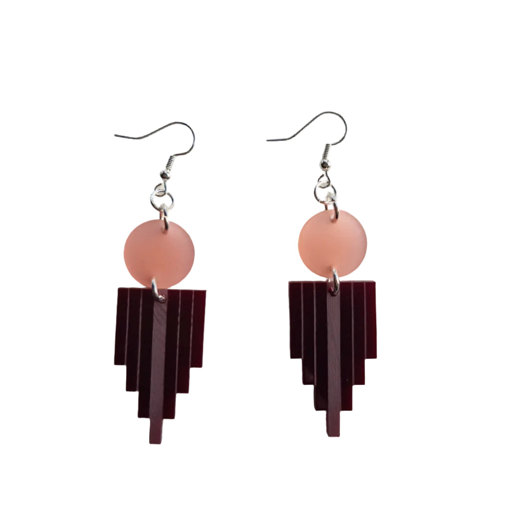 drop earrings in rose & burgundy