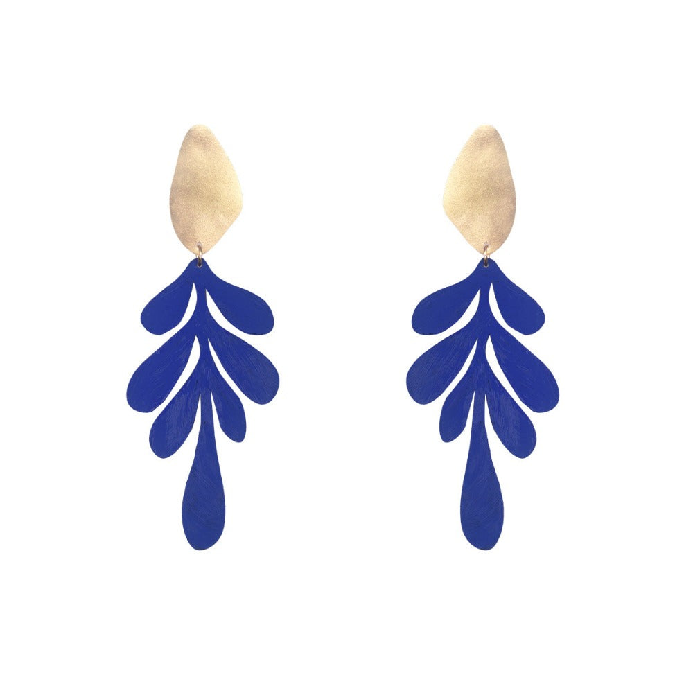 Fotini Liami - Coral Leaf Drops Earrings blue