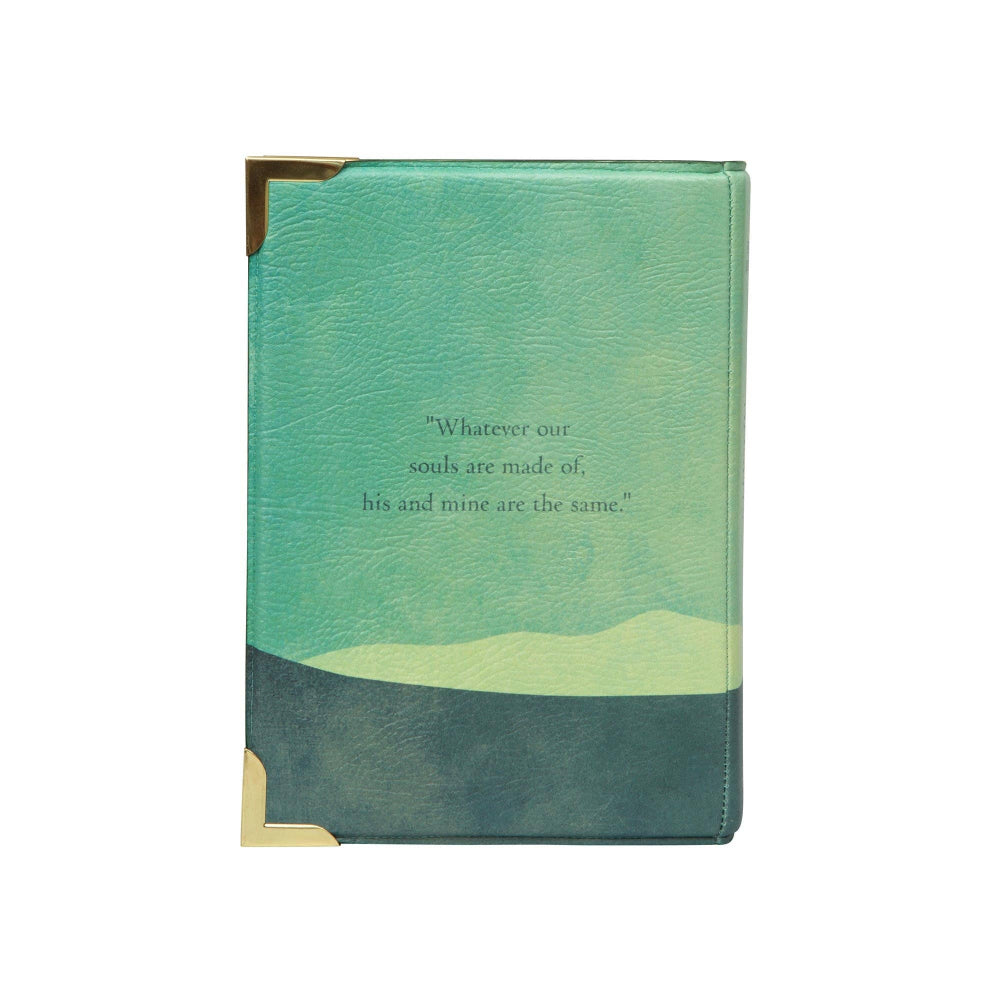 Green notebook with a quote on a white background