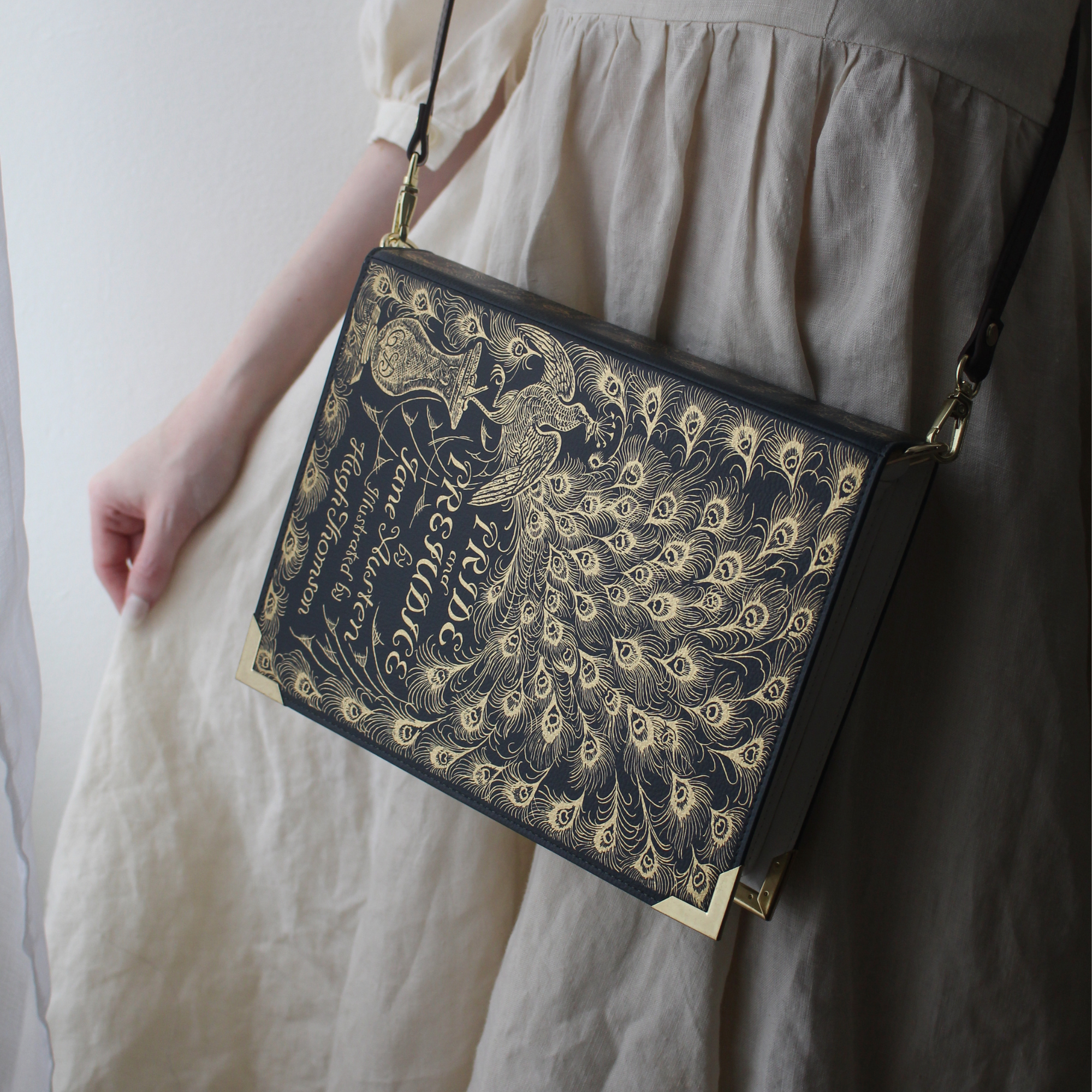 Book-shaped handbag with 'Pride and Prejudice' design