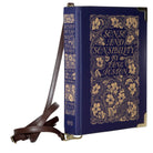 Book-shaped handbag with 'Sense and Sensibility' design on a white background