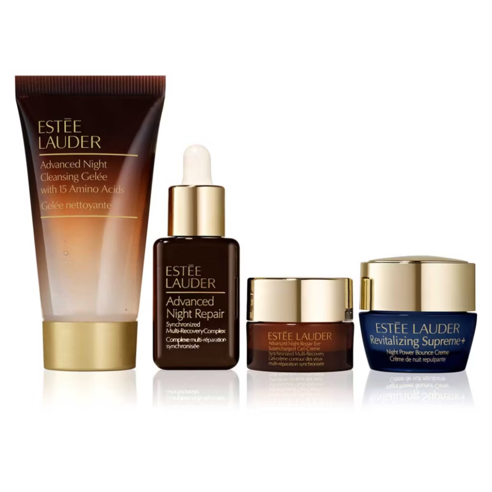 Estée Lauder skincare products on a white background