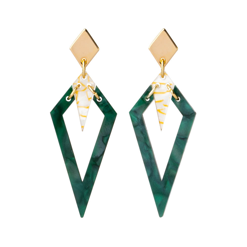 Toolally Arrowheads Earring Emerald Pearl