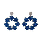 Crystal Blossom Hoop Earrings blue