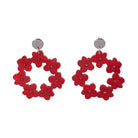 Crystal Blossom Hoop Earrings red