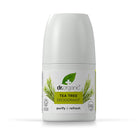 Dr. Organic tea tree deodorant bottle on a white background