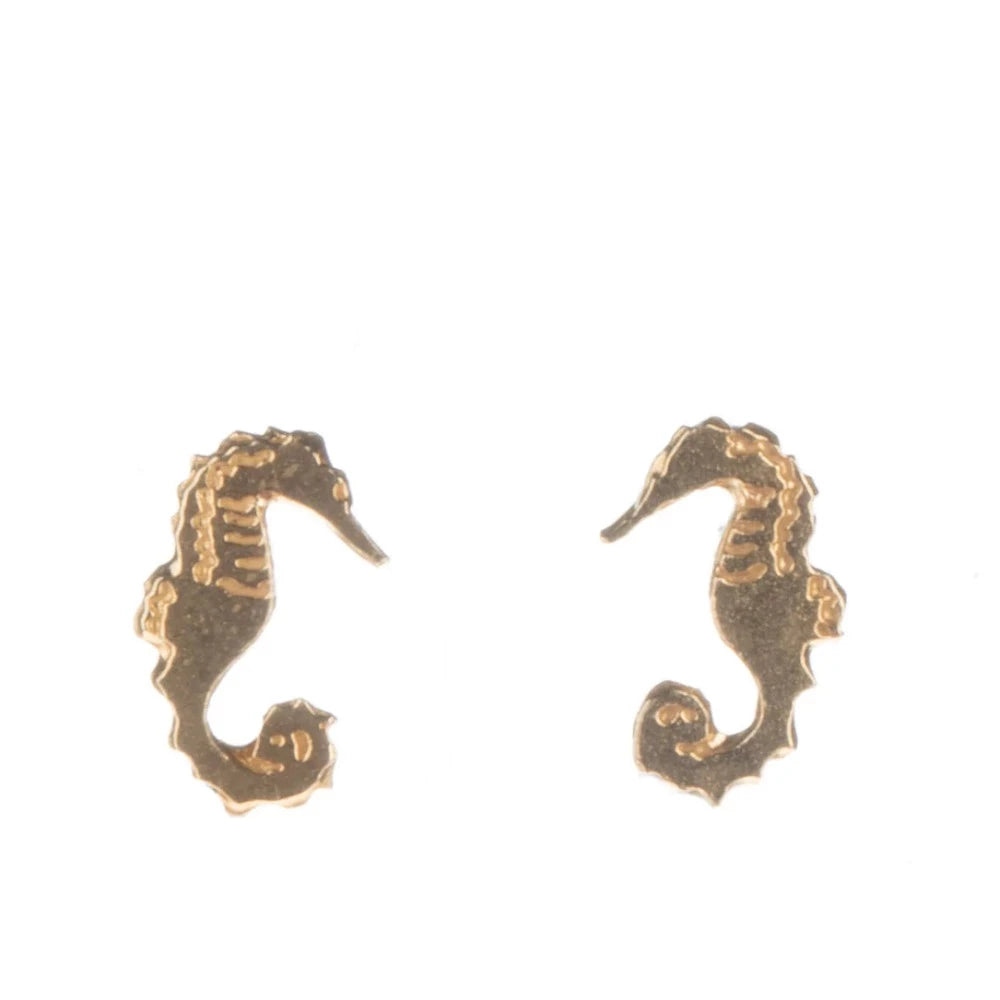 Amanda Coleman Handmade Seahorse Stud Earrings gold