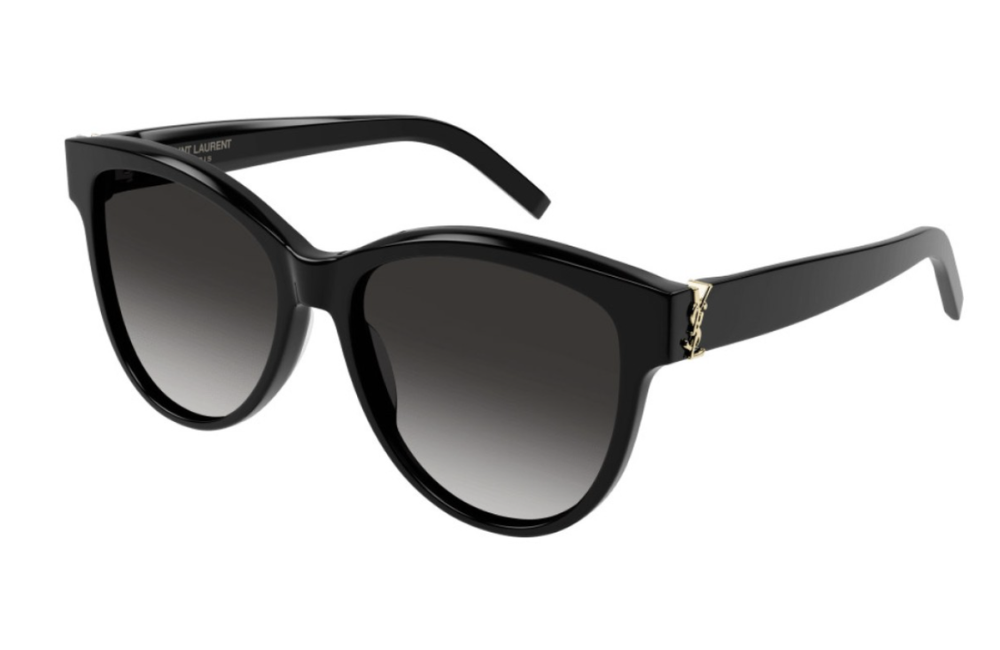 Black sunglasses with gradient lenses on a white background