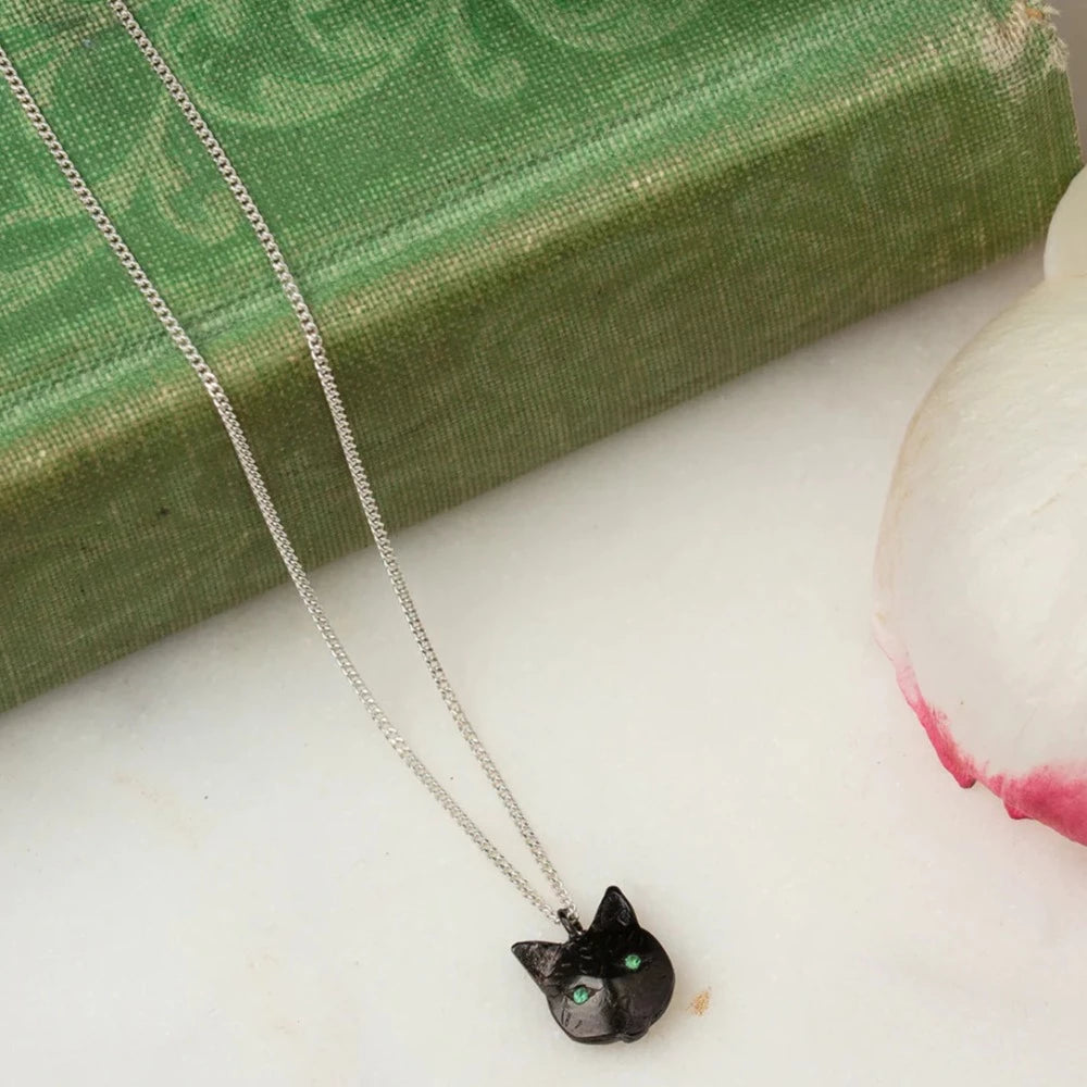 Amanda Coleman Handmade Cat Head Pendant Necklace