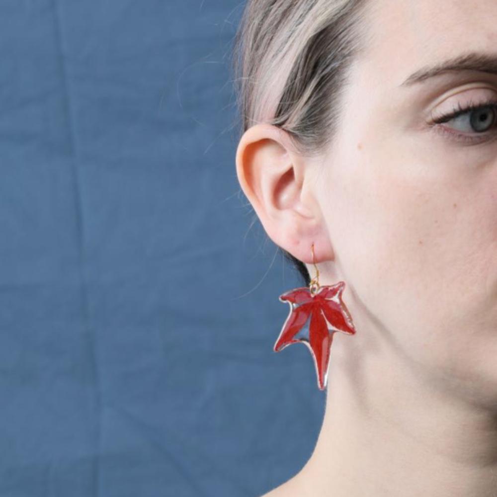 Nordic Flowers Jewellery - Red Maple Leaf Earrings