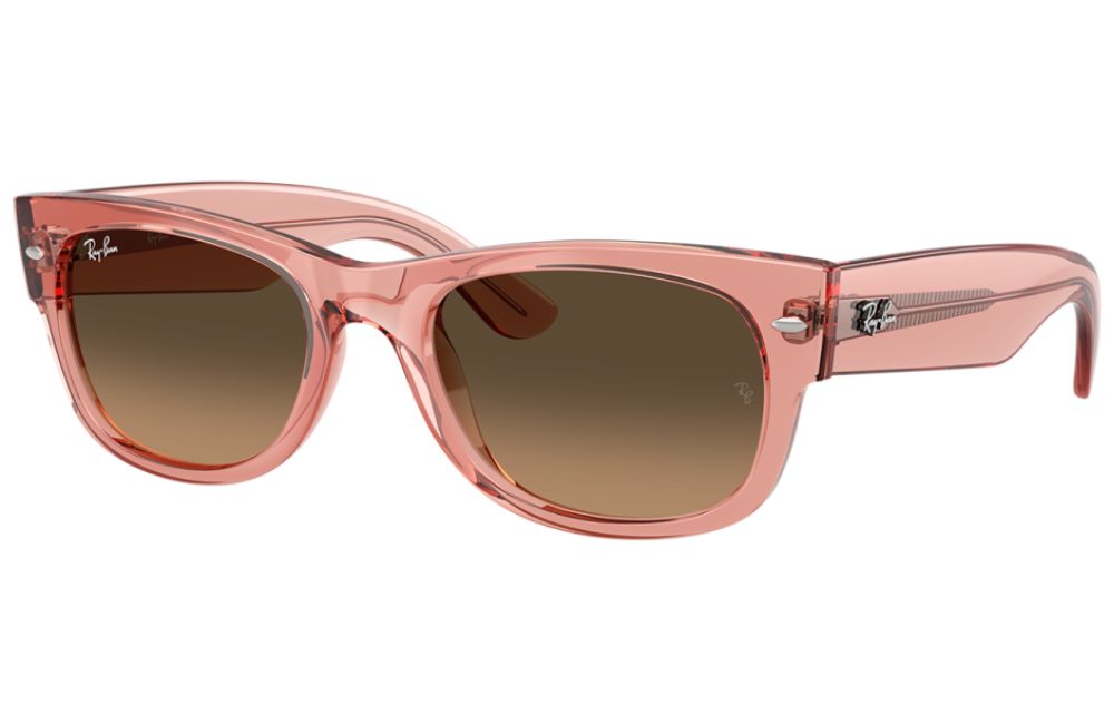 Pink sunglasses with a gradient lens on a white background