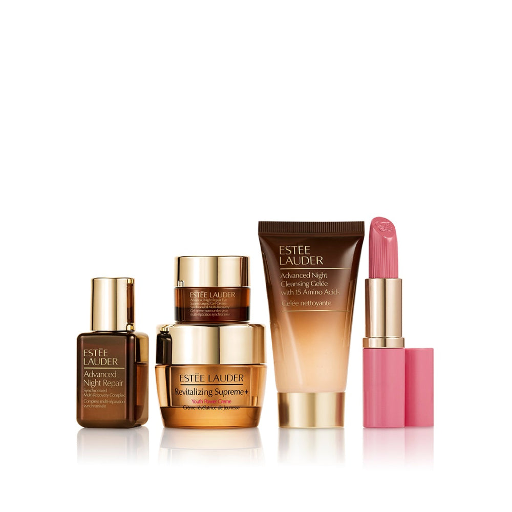 Estée Lauder cosmetic products on a white background