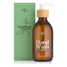 Brown bottle of Dublin Herbalists hand wash with a green box on a white background