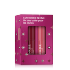 Pink packaging of a lip product duo with 'CLINIQUE' branding on a white background