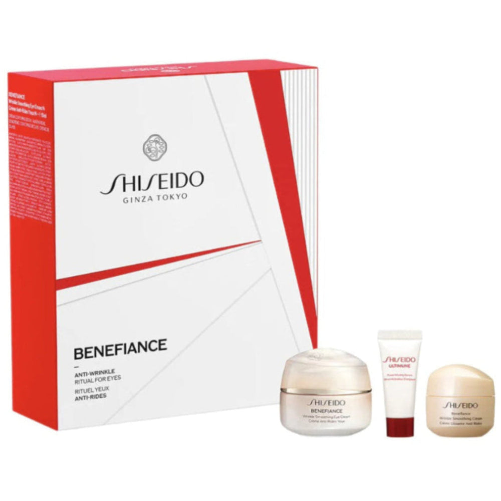 Shiseido Benefiance skincare set with box on a white background