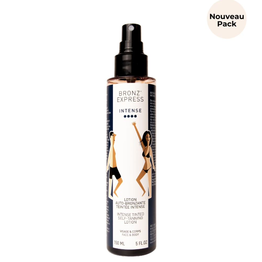 Bronzing spray bottle with packaging on a white background