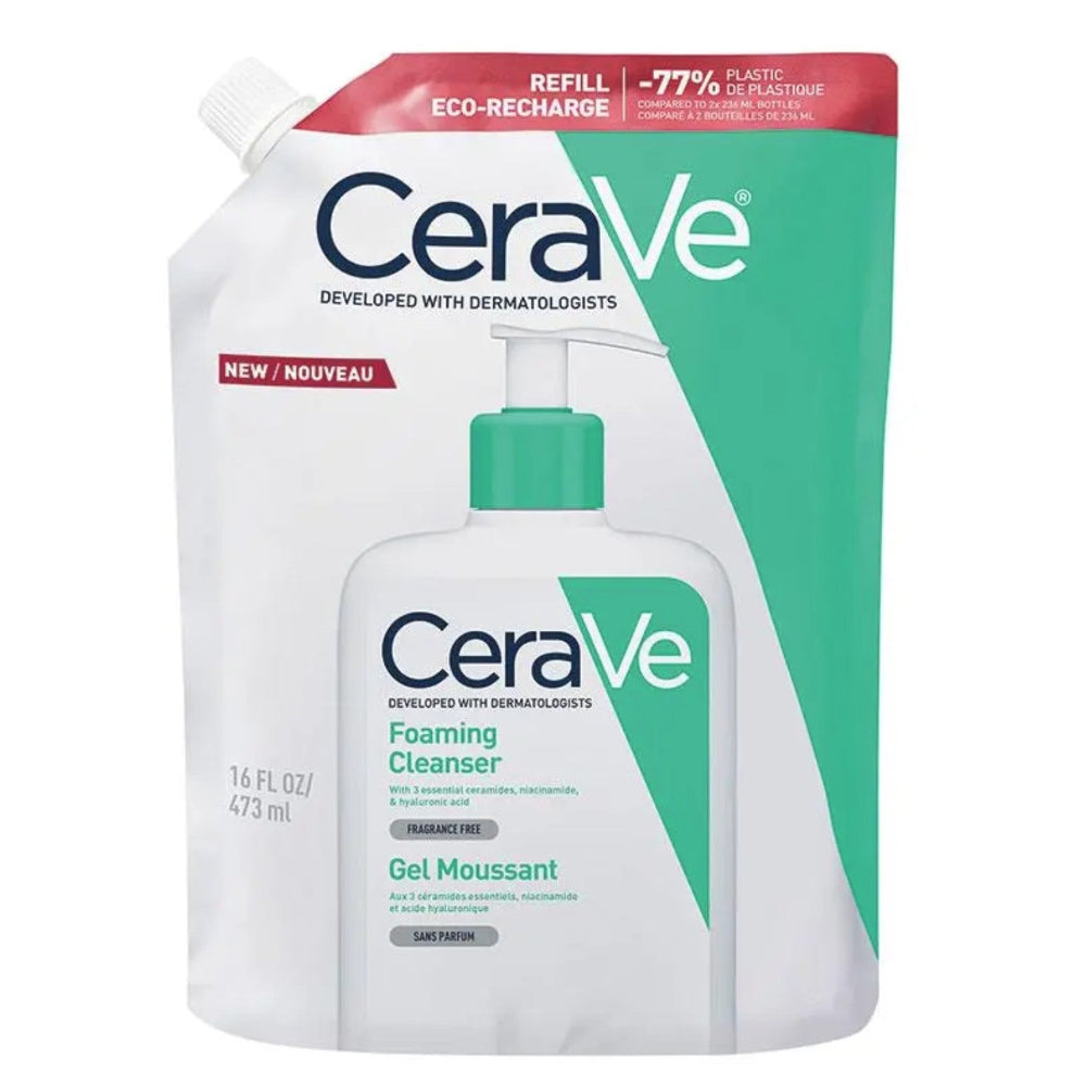 CeraVe Foaming Cleanser refill pack on a white background