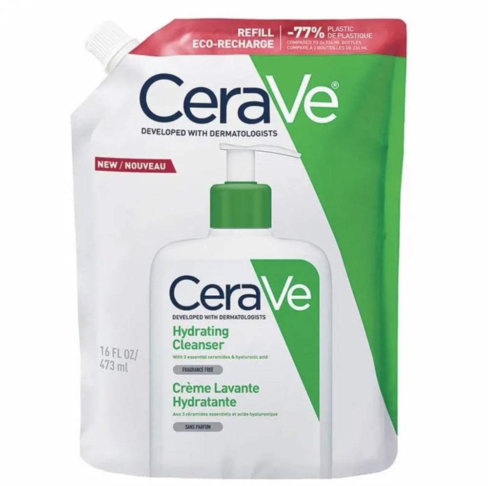 CeraVe Hydrating Cleanser refill packaging on a white background