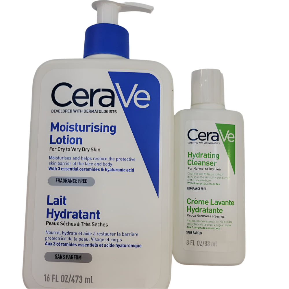 Two CeraVe skincare products on a white background