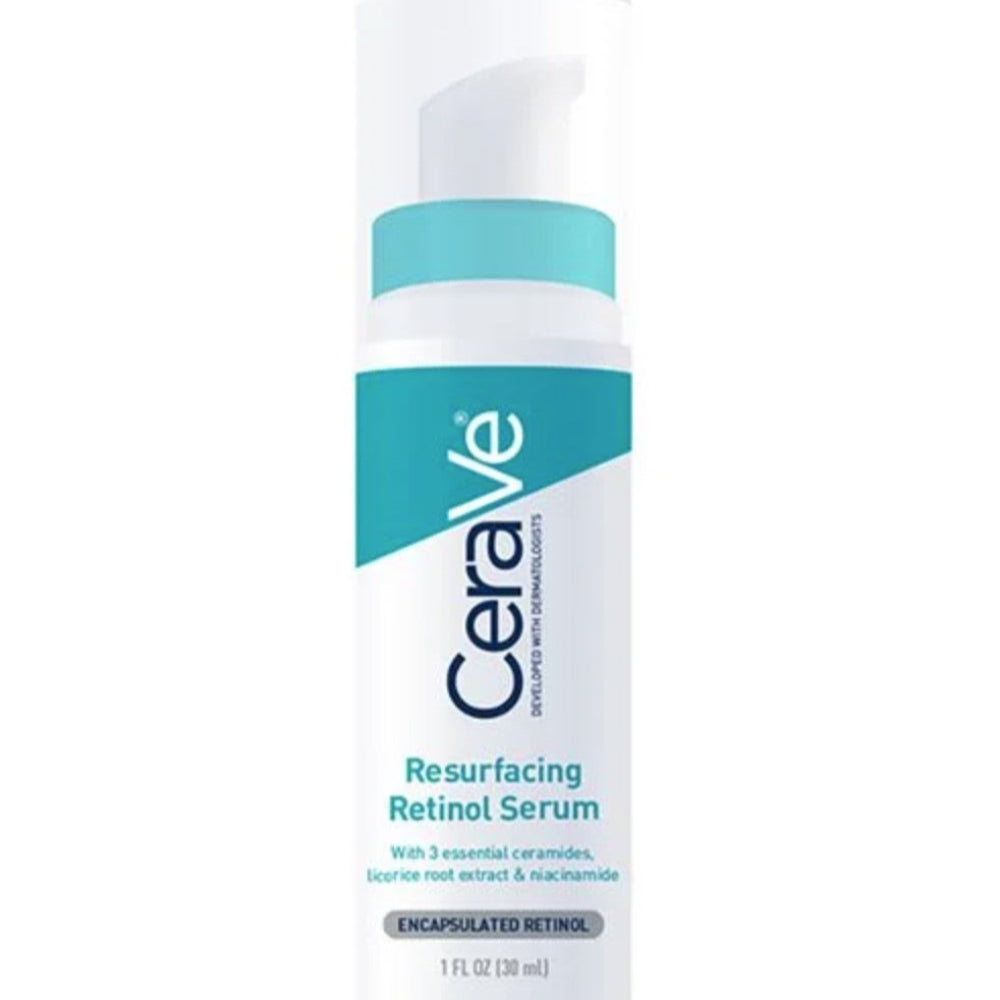 A bottle of CeraVe Resurfacing Retinol Serum, 30ml.