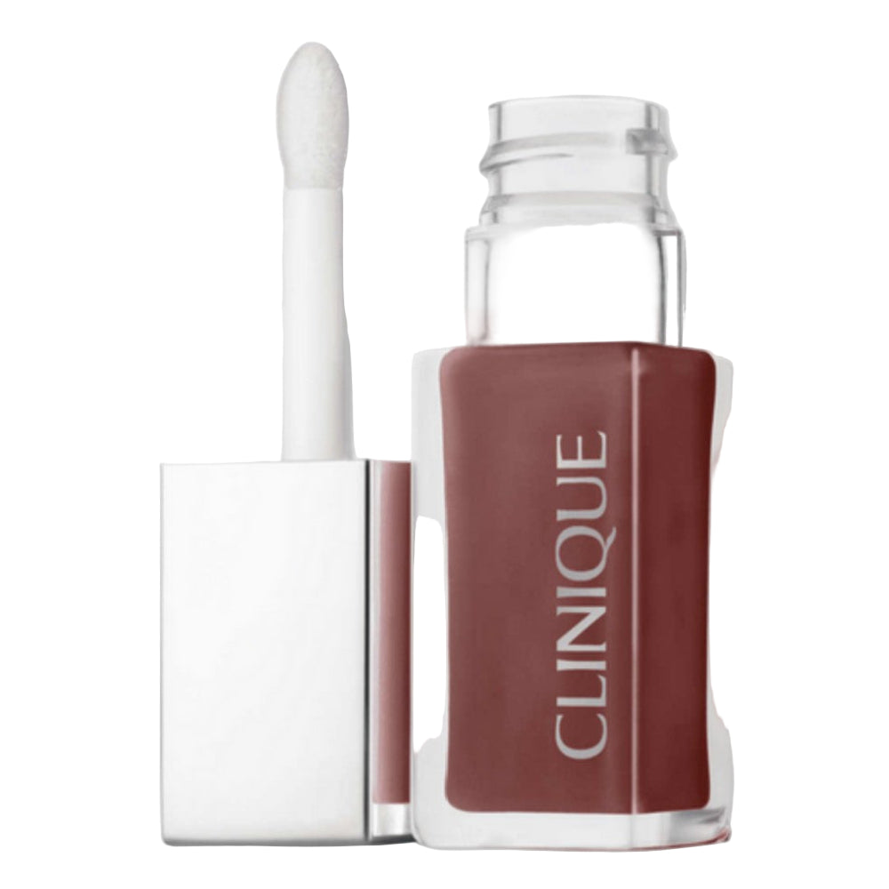 Clinique lip gloss with applicator on a light gray background