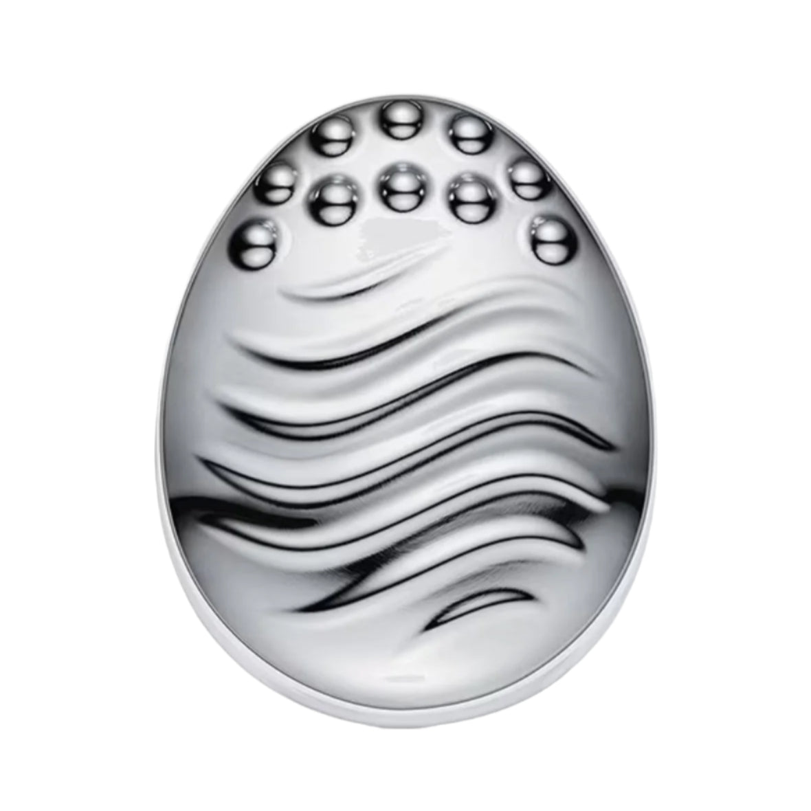 Silver metal applicator with white background
