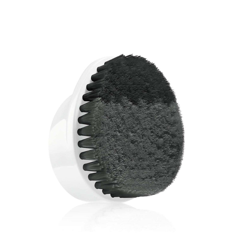 Cleaning brush with black bristle head on a white background
