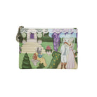 Animated coin purse with characters in a garden setting on a white background