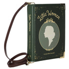 Book-shaped handbag with 'Little Women' design on a white background