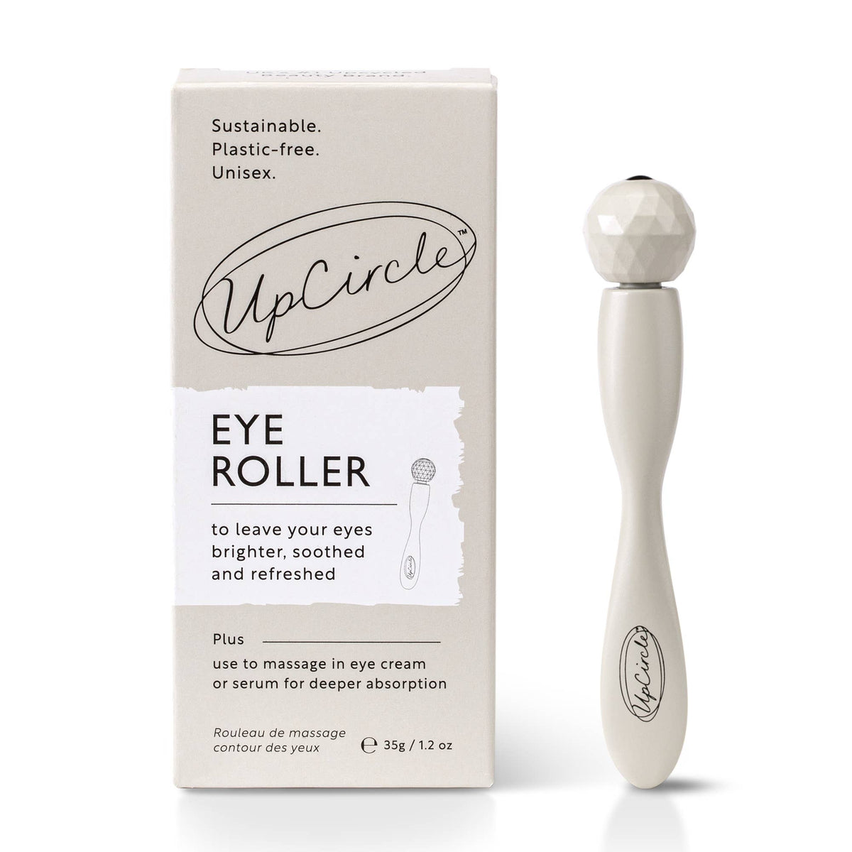 UpCircle eye roller with packaging on a white background