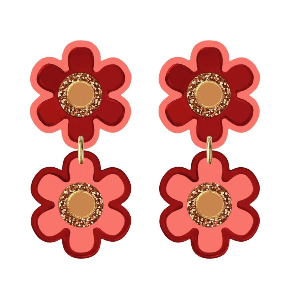 Natalie Lea Owen - Double Flower Earrings red