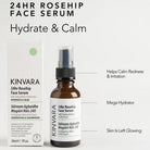 Kinvara 24hr Rosehip Face Serum with packaging on a white background