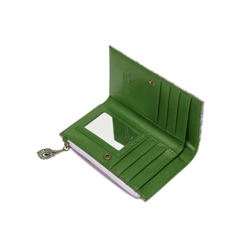 Green wallet with a chain on a white background